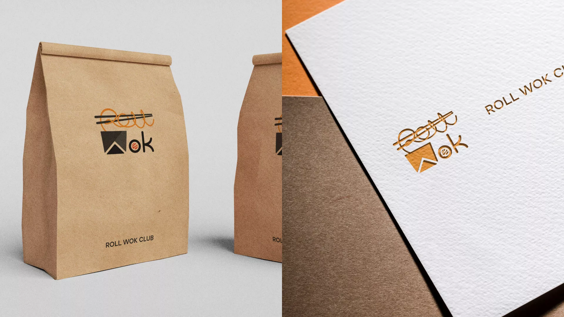 Разработка логотипа суши-бара «Roll Wok Club» в Кремёнках