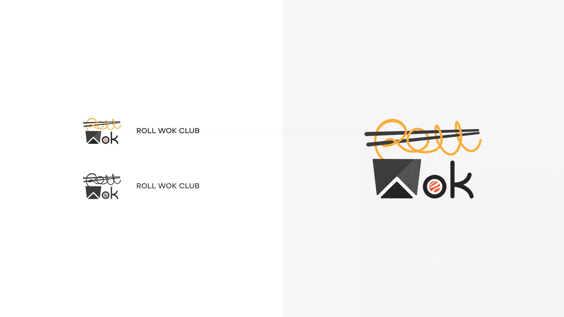 Разработка логотипа суши-бара «Roll Wok Club» в Кремёнках
