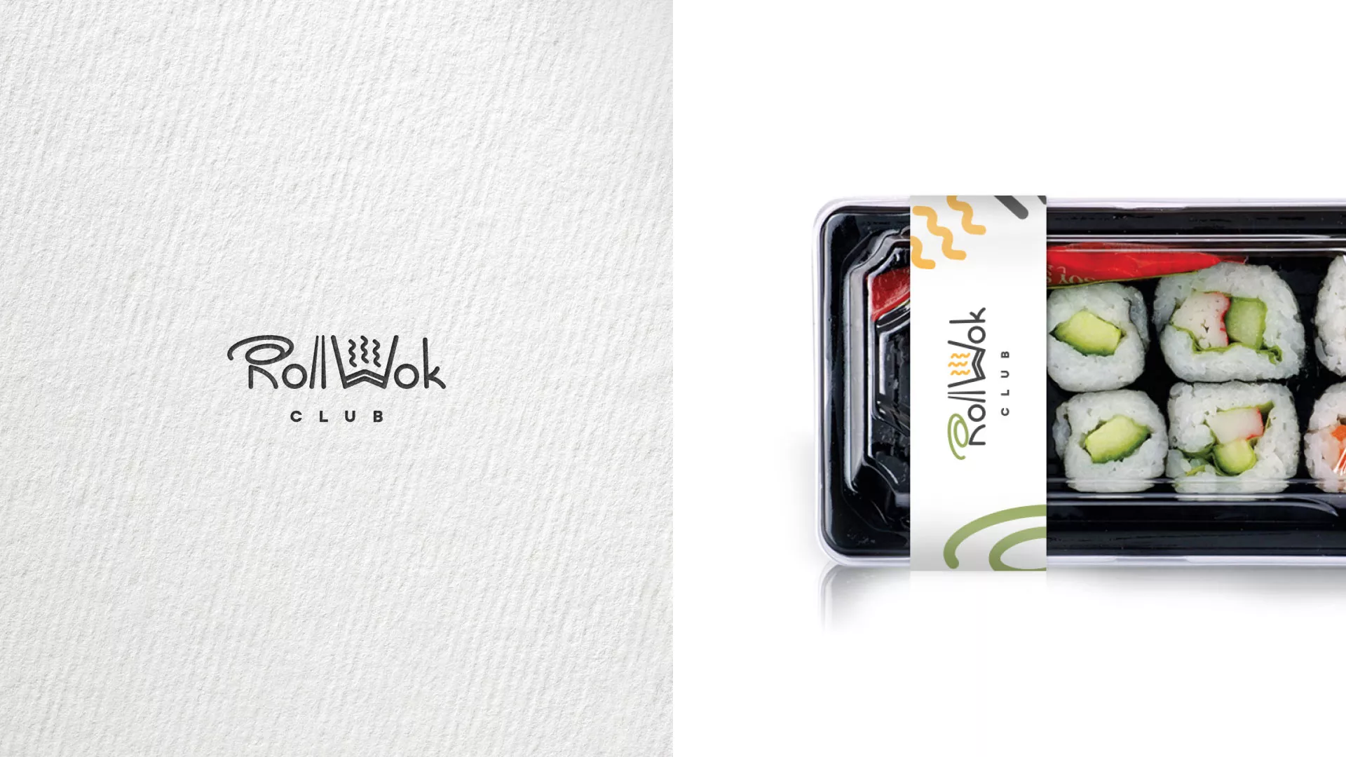 Разработка логотипа и фирменного стиля суши-бара «Roll Wok Club» в Кремёнках